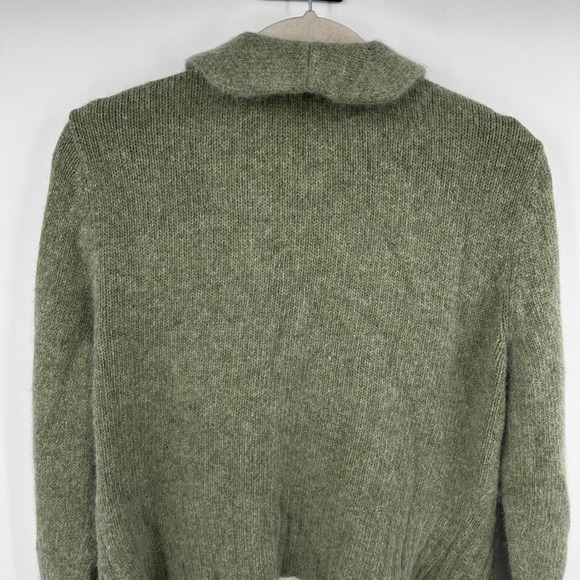 Elena Solano‎ Green Rabbit Hair Blend Ruffle Knit Sweater Cardigan Tie  Women L - Picture 6 of 10